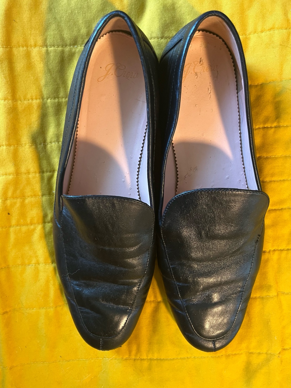 J. Crew Black Leather Slip-On Loafers